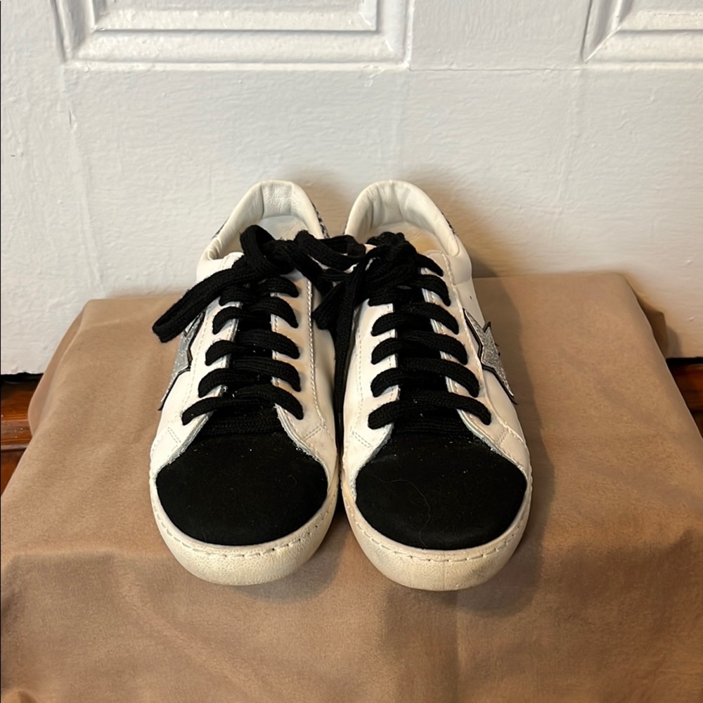 Vintage Havana White Silver Star Sneakers with Animal Print Size 9 - Picture 3 of 6